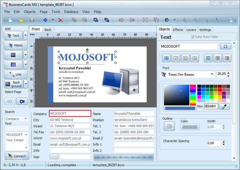 BusinessCards MX 4.82 is an advanced business cards design software.
