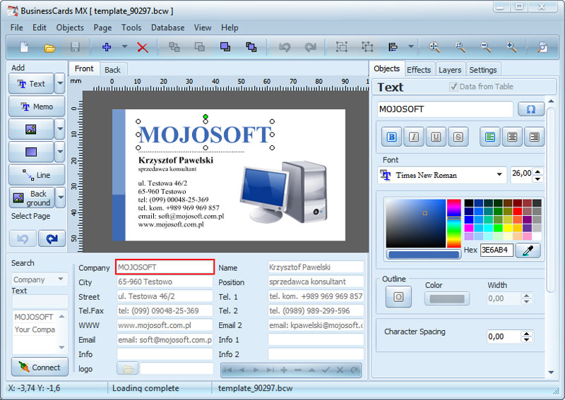 BusinessCards MX 5.0 screenshot