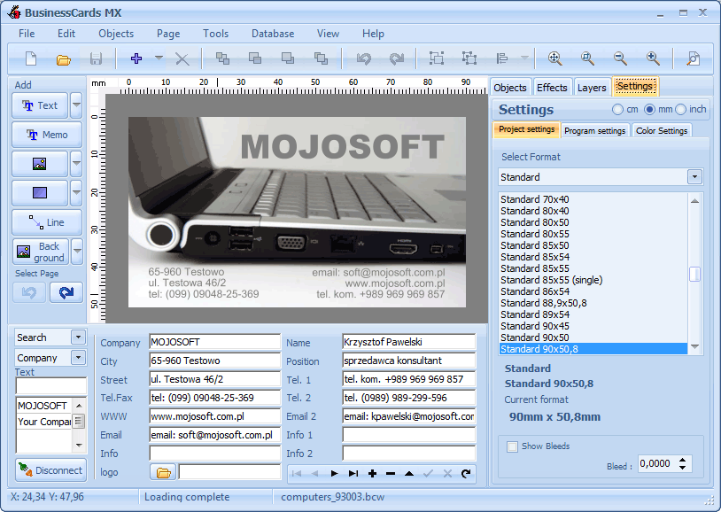 Windows 7 BusinessCards MX 5.00 full